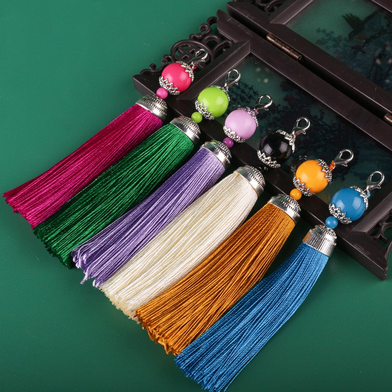 Vintage Sewing Textile - 10pc ヴィンテージビーズタッセルロブスタークラスプペンダント DIY 衣類縫製アクセサリーカーテンバッグ装飾キーホルダー吊り下げ装飾品