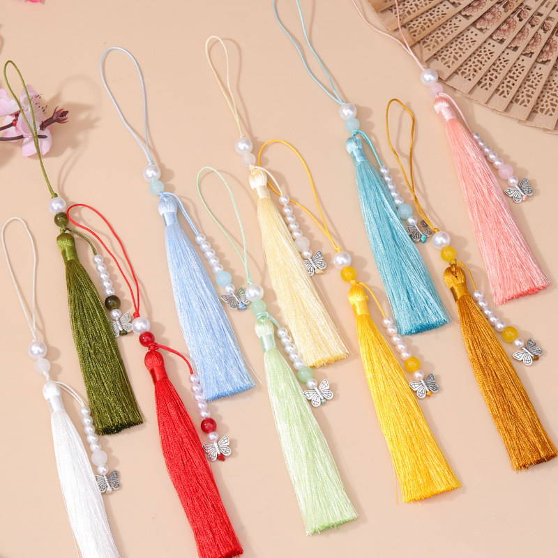 Vintage Sewing Textile - 5 個ヴィンテージパール蝶タッセルペンダント DIY 工芸品衣類装飾カーテンバッグ縫製アクセサリーキーホルダーぶら下げ