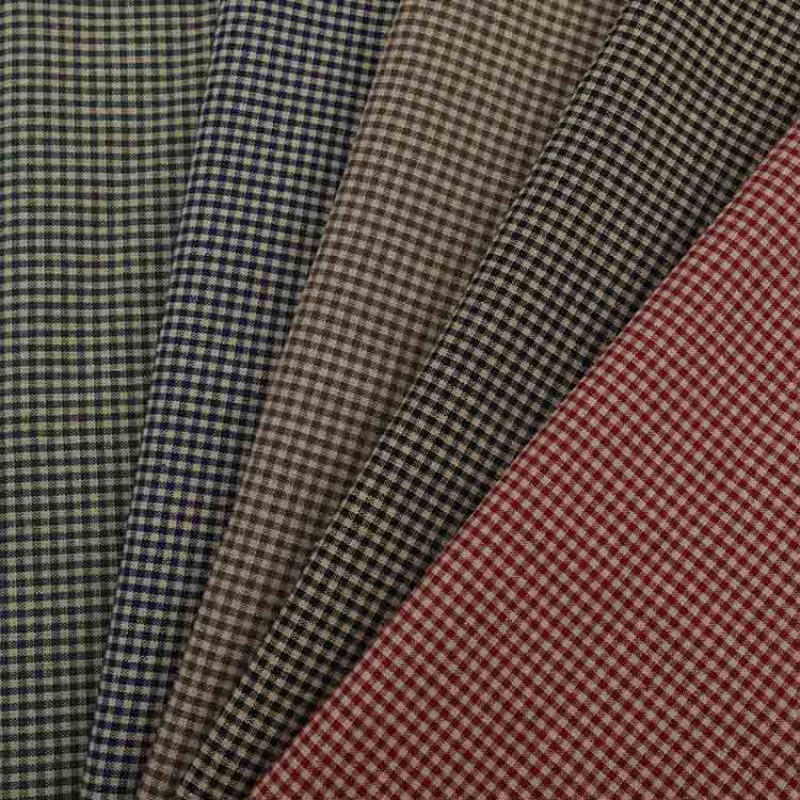 Vintage Sewing Textile - L100cm X W145cm ヴィンテージチェック柄糸染めウォッシュドピュアコットン生地デザイナーシャツスリップドレス DIY 縫製材料テキスタイル