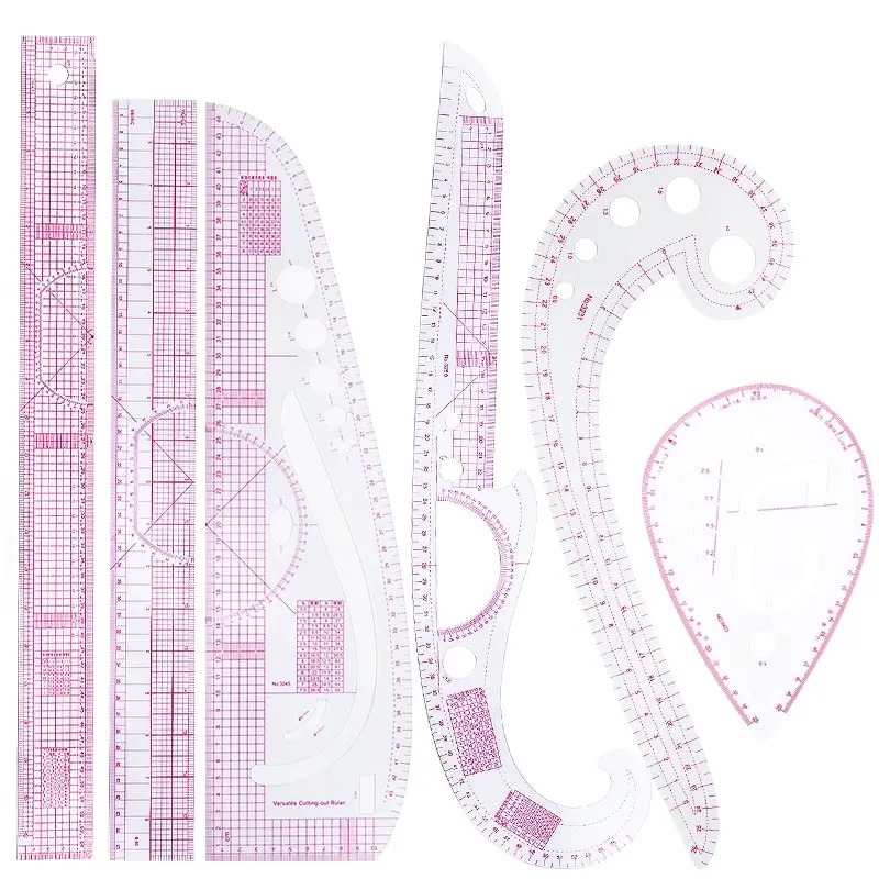 Sewing Gauge Ruler - 6 個フレンチカーブ定規ソフトパッチワーク定規メジャーテーラー定規描画テンプレート DIY 縫製アクセサリーツールキット