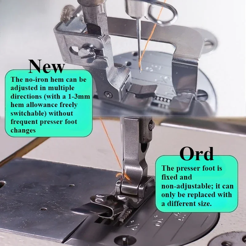 フラットベッドミシン用調整可能なノーアイロンヘマーフット、フ - Textile Sewing Machine のレビューと価格